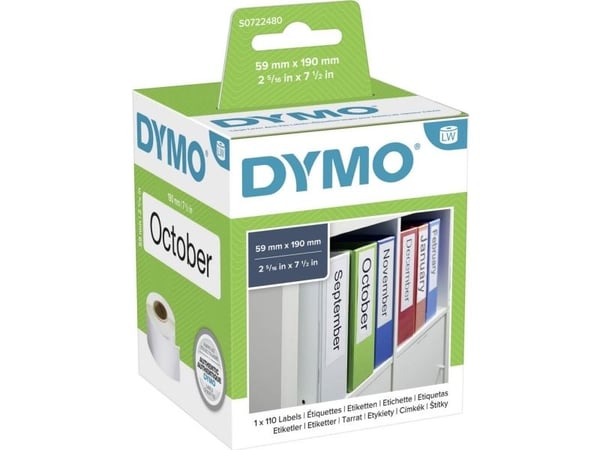 DYMO LabelWriter LAF Labels Large - Svart på hvitt - 59 x 190 mm 110 etikett(er) (1 rull(er) x 110) armbueetiketter - for DYMO LabelWriter 310, 315...