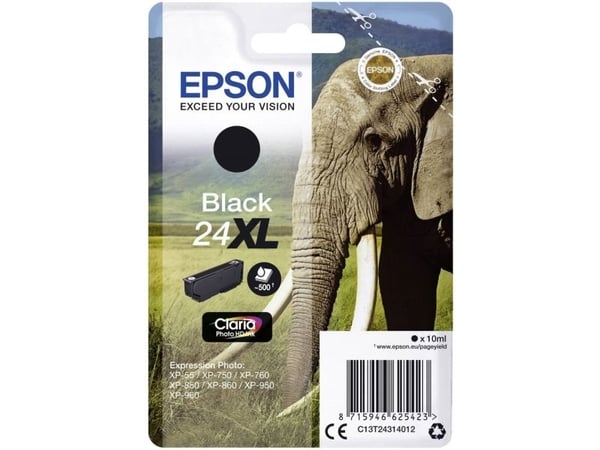 Epson 24XL - 10 ml - XL - svart - original - blekkpatron - for Expression Photo XP-55, 750, 760, 850, 860, 950, 960, 970; Expression Premium XP-750...