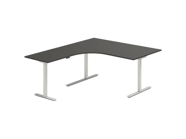 Hæve-sænkebord DNA, Antracit 2000x2000 mm Venstre 3-ben/Sort