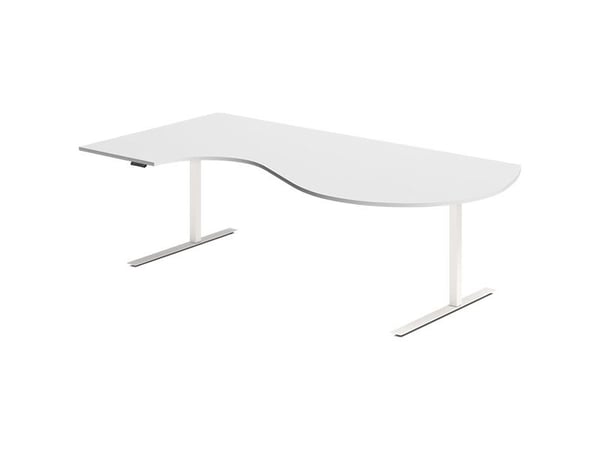 Hæve-sænkebord DNA, Lysgrå 2000x1200 mm Højre 2-ben/Sort