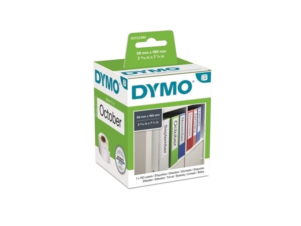 DYMO LabelWriter LAF Labels Large - Svart på hvitt - 59 x 190 mm 110 etikett(er) (1 rull(er) x 110) armbueetiketter - for DYMO LabelWriter 310, 315...
