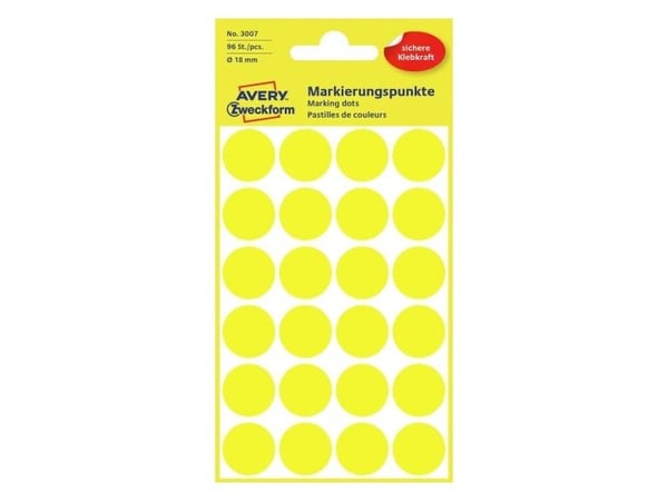 Avery Zweckform - Selvklebende - gul - 18 mm runde 96 etikett(er) (4 ark x 24) runde etiketter