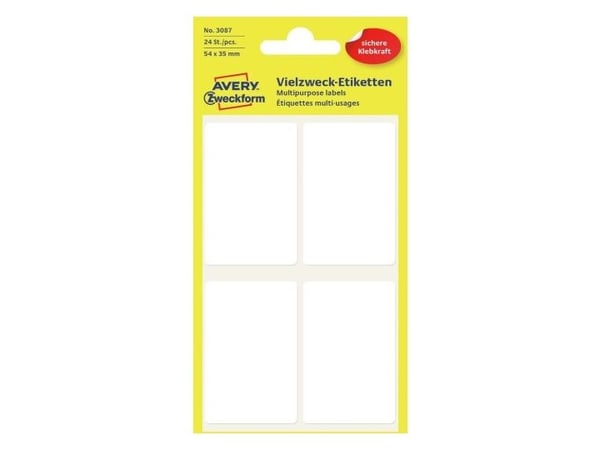 Etiket Avery 3087 hvid 54x35 mm Etiket Avery 3087 hvid 54x35 mm