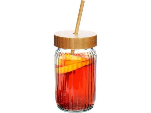 Excellent Houseware Drikkeglass med lokk Bambus, 500 ml () - 88598876