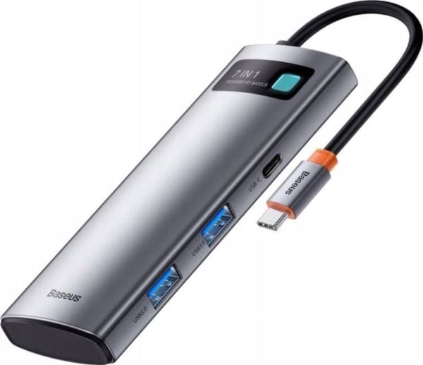 Baseus Hub 7w1 USB-C jälkeen 2x USB 3.0 + HDMI + 2x USB-C +microSD/SD