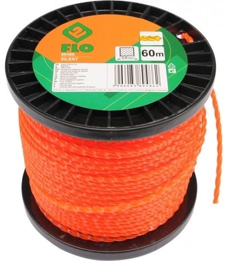 FLO Toya Sa Poland trimmerline til gresstrimmer | snodd «Silent» | 3,0 mm x 60 m (89486)