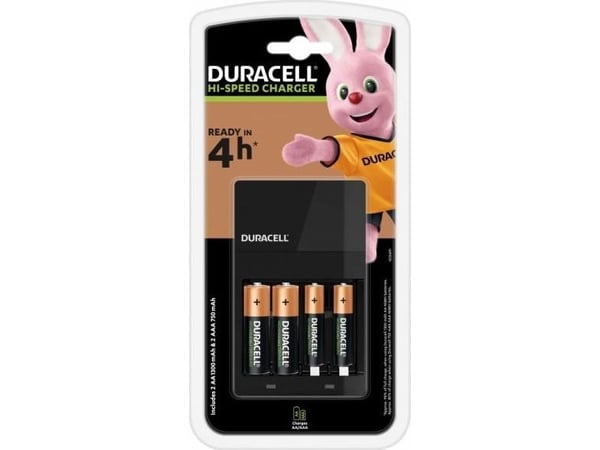 Duracell High-Speed Value CEF14 - 4 h batteriladdare - (för 4xAA/AAA) 2 x AA-typ - NiMH - 1300 mAh - 7 Watt - med 2 x AAA NiHM 750 mAh laddningsbar...