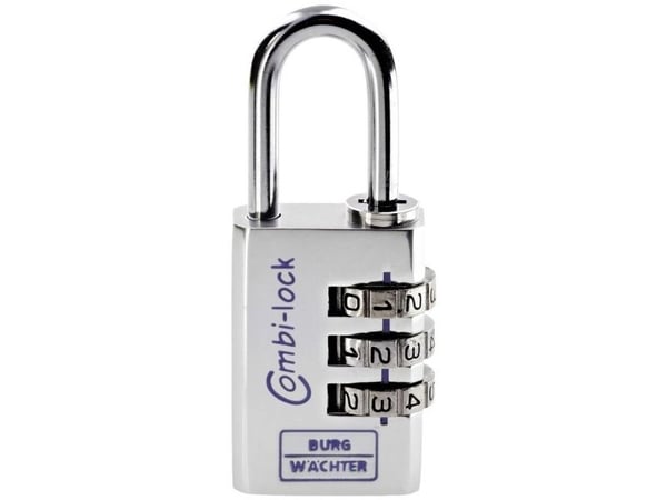 Burg Wächter 3641 hengelås 30,20 mm aluminium-sølv (krom) kombinasjonslås