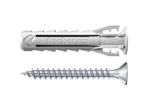 Fischer 568208, Skrue- og veggpluggsett, Lettbetong, Murstein, Betong, Gipsfiberplate, Murverk, Nylon, Grå, Pozidriv, PZ2