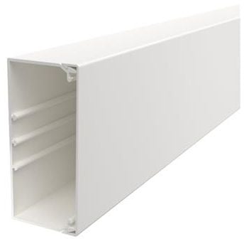 OBO WDK kabelkanal komplett inkl. kabelhållare, höjd 60 mm, bredd 130 mm, L=2000 mm, vit RAL 9010, blyfri plast, UV-stabil för utomhus (2 meter)