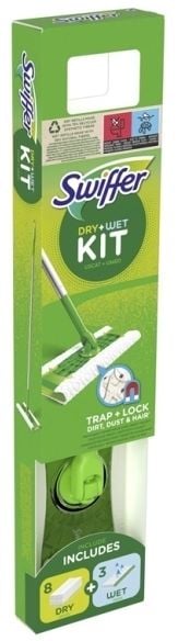 Swiffer Sweeper Starter Kit XXL: mopp + tørre kluter (8 stk.) + våte kluter (3 stk.)