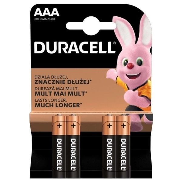 Duracell AAA/LR03, Alkaline Basic MN2400, 4 stk.