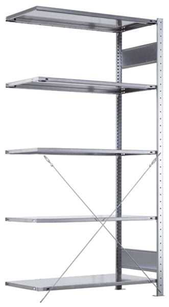 Följdsektion Boltless lagerhylla, ryggkryss 2000x1000x400, 150 kg/hylla