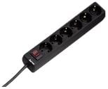 Hama 00030394, 6 AC-pistorasia(a), 230 V, 50 Hz, 3500 W, Musta, 1,4 m