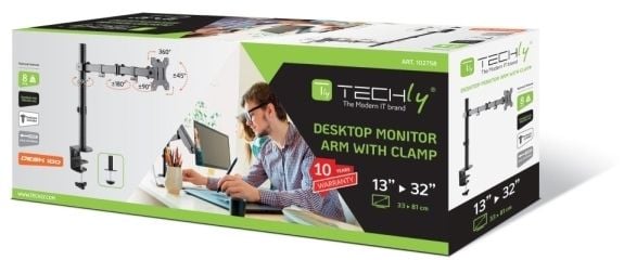 Techly ICA-LCD 503BK, Klämma, 8 kg, 33 cm (13"), 81,3 cm (32"), 100 x 100 mm, Svart