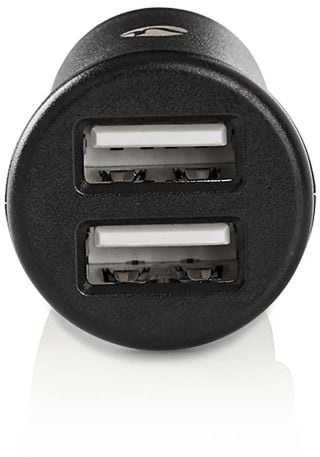 Nedis - Bilstrømadapter - 4.8 A - 2 utgangskontakter (USB) - svart