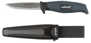 wolfcraft GmbH 4085000, Bondekniv, Camper/scout, Spydspiss, Rustfritt stål, Sort, 9,5 cm