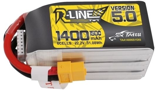 Tattu TAA14006S15X6, 1400 mAh, Lithium Polymer (LiPo), 22,2 V, Sort, Rød, Hvit, Gult, 1 stykker, Høy