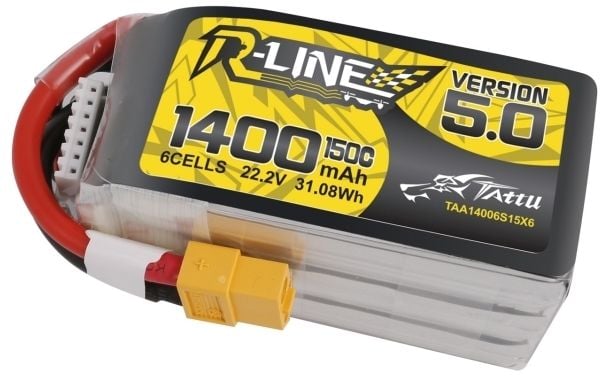 Tattu TAA14006S15X6, 1400 mAh, Lithium Polymer (LiPo), 22,2 V, Sort, Rød, Hvit, Gult, 1 stykker, Høy