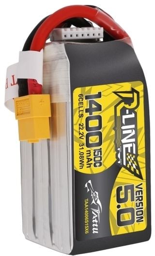 Tattu TAA14006S15X6, 1400 mAh, Lithium Polymer (LiPo), 22,2 V, Sort, Rød, Hvit, Gult, 1 stykker, Høy
