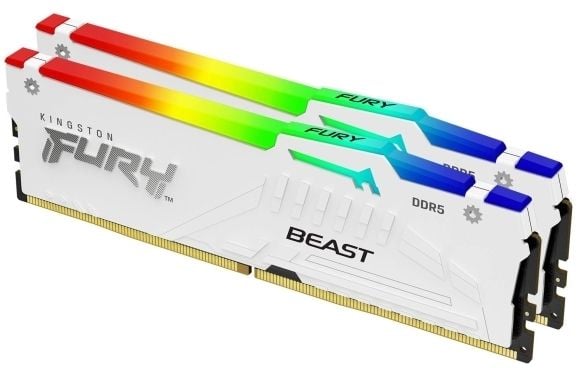Kingston FURY Beast RGB - DDR5 - sett - 32 GB: 2 x 16 GB - DIMM 288-pin - 5600 MT/s / PC5-44800 - CL36 - 1.25 V - ikke-bufret - on-die ECC - hvit