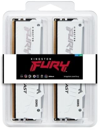Kingston FURY Beast RGB - DDR5 - sett - 32 GB: 2 x 16 GB - DIMM 288-pin - 5600 MT/s / PC5-44800 - CL36 - 1.25 V - ikke-bufret - on-die ECC - hvit