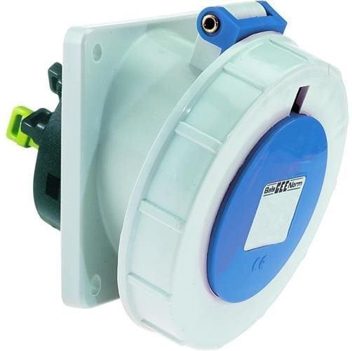 BALS CEE stikdåse indbygningH6 230V 16A 3 polet blåskrå 20°, laippa 75x62 mm, Quick Connect®IP67, polyamidi