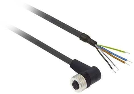 Schneider Electric XZCP1264L5, 5 m, M12, Hunstik, Sort, Polyuretan (PUR), -40 - 80 °C