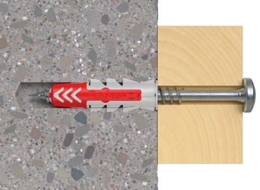 Fischer 535464, Skrue- og veggpluggsett, Murstein, Betong, Gipsplater, Grå, Rød, 40 mm, 8 mm, 6 cm