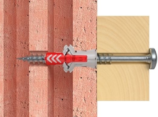 Fischer 535464, Skrue- og veggpluggsett, Murstein, Betong, Gipsplater, Grå, Rød, 40 mm, 8 mm, 6 cm
