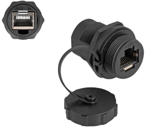 Delock - Nettverkkopler - RJ-45 (hunn) til RJ-45 (hunn) vernehette - CAT 6a - utendørs - svart