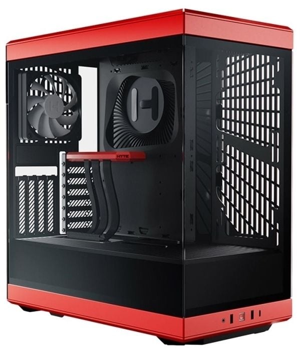 HYTE Y40 - Mid tower - ATX - sidepanel med vindu (herdet glass) - ingen strømforsyning (ATX) - rød - USB/lyd