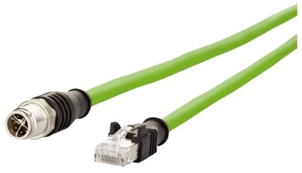 METZ CONNECT - Nätverkskabel - 8 pin M12-X (hane) till RJ-45 (hane) - 1 m - skärmad - CAT 6a - startad, hakfri, tvinnad - grön