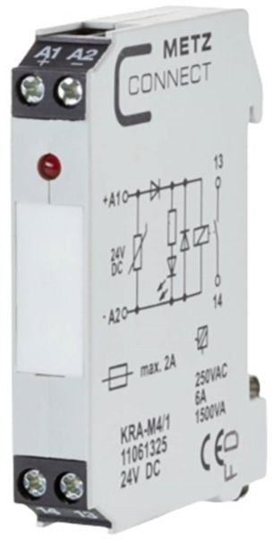 METZ CONNECT KRA-M4/1, valkoinen, 24 V, 250 V, 11,2 x 60 x 87,5 mm, 45 g, -20 - 55 °C, -20 - 55 °C