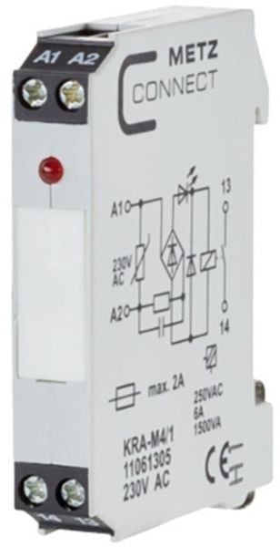 METZ CONNECT KRA-M4/1, Valkoinen, 230 V, 250 V, 11,2 x 60 x 87,5 mm, 45 g, -20 - 55 °C