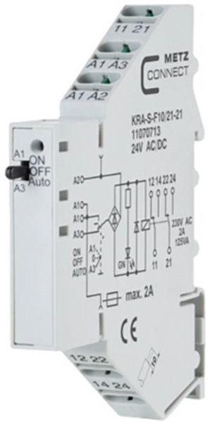 METZ CONNECT KRA-S-F10/21-21, 250 V, 2 A, Grå