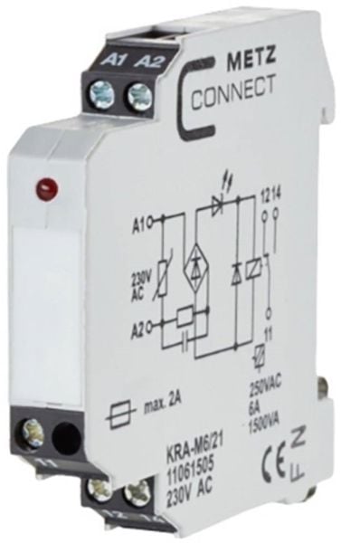 METZ CONNECT KRA-M6/21, valkoinen, 230 V, 250 V, 11,2 x 60 x 61,3 mm, 45 g, -20 - 55 °C