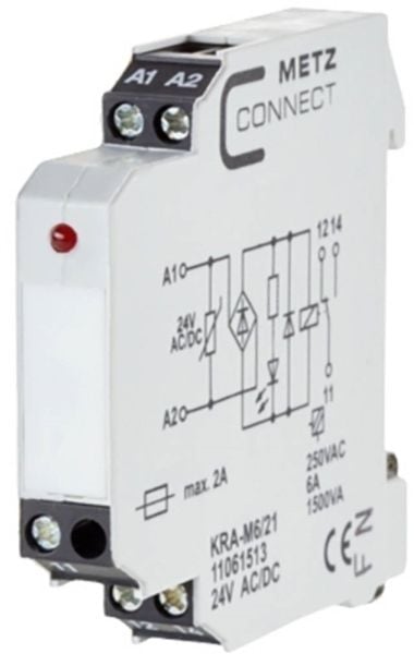 Metz Connect 11061513 Kytkinelementti 24, 24 V/AC, V/DC (max) 1 x vaihtokoskettimen 1 kpl 1 kpl