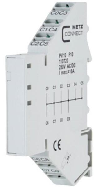 METZ CONNECT PV10 F10, valkoinen, 250 V, 11,2 x 60 x 87,5 mm, 30 g, -20 - 55 °C, -20 - 55 °C