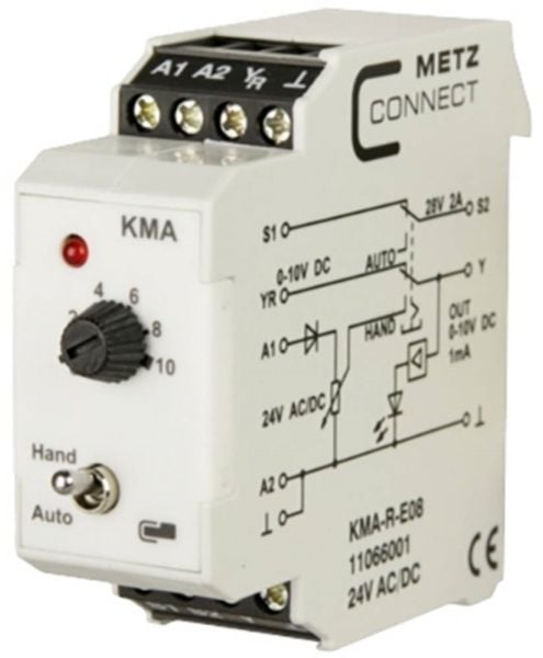 METZ CONNECT KMA-R-E08, harmaa, 24 V, 22,5 mm, 60 mm, 61,3 mm, 70 g