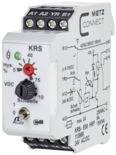 METZ CONNECT 110666, Valkoinen, 24 V, 250 V, 22,5 x 60 x 61,3 mm, 70 g, -10 - 50 °C