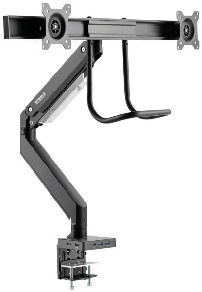 SpeaKa Professional SP-MM-820 dobbel skjermholder (17–32") integrert dokking, gassfjær, vippbar/ svingbar (SP-10506480)