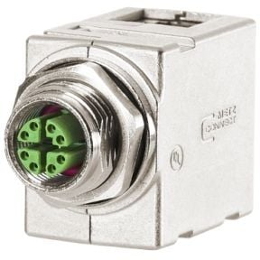METZ CONNECT MWN911A415, M12 to RJ45, Sølv, Ledning feste, Cat6a, IP67, 46,4 mm