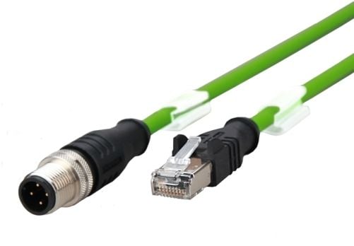 METZ CONNECT - Nettverkskabel - 4-pins M12 (P) til RJ-45 (hann) - 2 m - 4.8 mm - S/UTP - CAT 5e - halogenfri, uten hindringer, flertrådet, drag cha...
