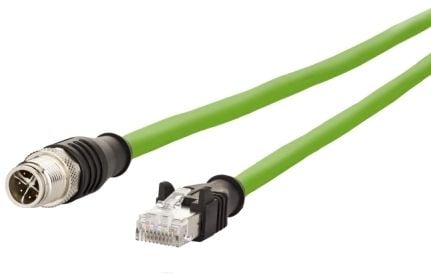 METZ CONNECT - Nätverkskabel - 8 pin M12-X (hane) till RJ-45 (hane) - 1 m - skärmad - CAT 6a - startad, hakfri, tvinnad - grön
