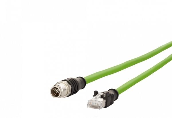 METZ CONNECT - Nätverkskabel - 8-stifts M12 (P) till RJ-45 (hane) - 5 m - 6.4 mm - S/FTP - CAT 6a - halogenfri, hakfri, tvinnad, X-kodad - grön