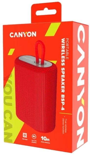 Canyon BSP-4 - Høyttaler - for bærbar bruk - trådløs - Bluetooth - 5 watt - rød