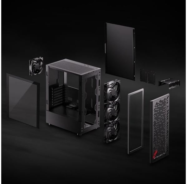 XPG VALOR AIR - Mid tower - ATX - genomskinlig sidopanel (härdat glas) - ingen strömförsörjning - svart - USB/Audio/Mic