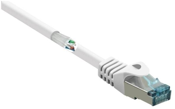 Renkforce RF-5043914 RJ45 verkkokaapeli, Patch Cable CAT 6A S/FTP 1.00 m Valkoinen liekinkestävä 1 kpl 1 kpl