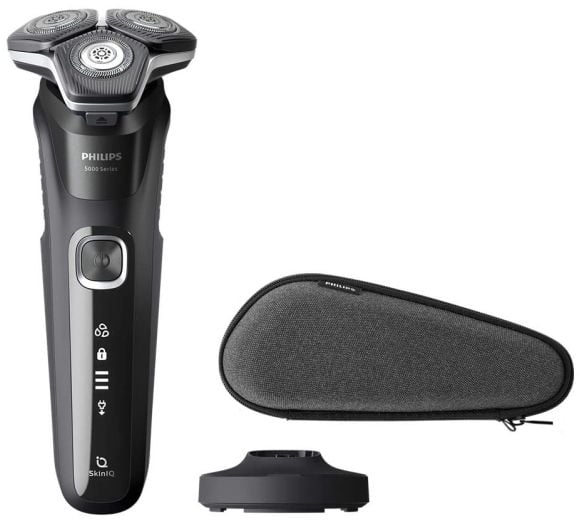 Philips SHAVER Series 5000 S5898/35 Elektrisk rakapparat för våt- och torrakning, Roterande rakhuvud, Svart, SteelPrecision blades, Rostfritt stål,...
